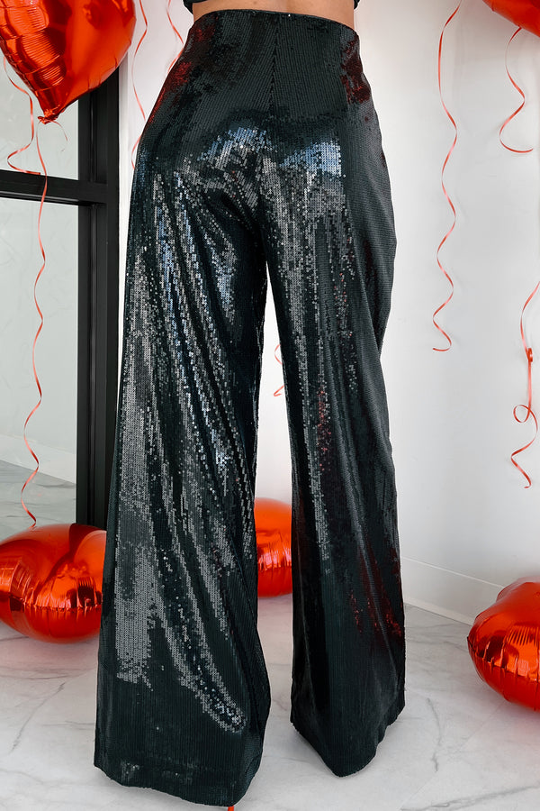 Flawless Finale Sequin Wide Leg Pant (Black) - NanaMacs