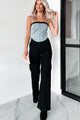 Blocking The Haters Denim Contrast Jumpsuit (Black/Denim) - NanaMacs