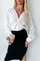 Upscale Style Oversized Button-Down Shirt (White/Black) - NanaMacs