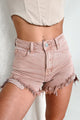 Fresh Take High Rise Distressed Risen Denim Shorts (Mauve) - NanaMacs