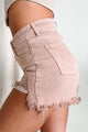 Fresh Take High Rise Distressed Risen Denim Shorts (Mauve) - NanaMacs