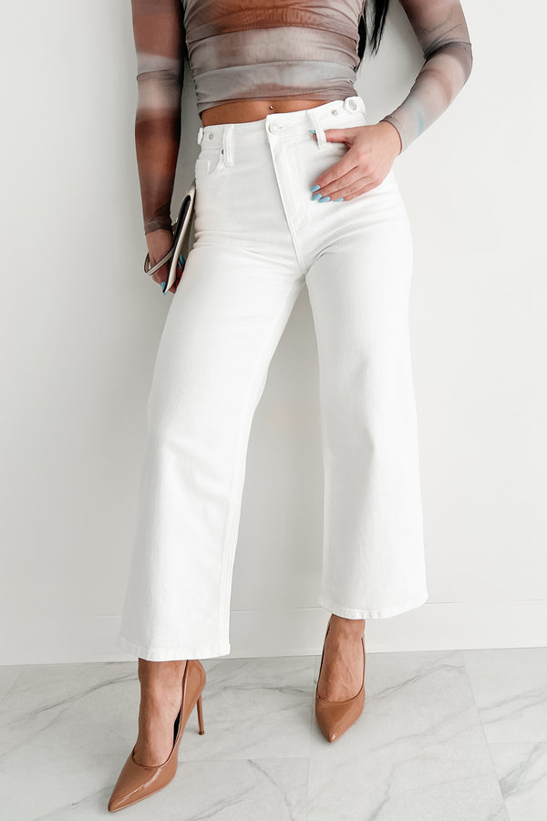 Caruso High Rise Wide Leg Kancan Crop Jeans (White) - NanaMacs