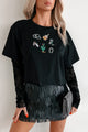 Ain't She Something Velvet Sleeve Western Tee (Black) - NanaMacs