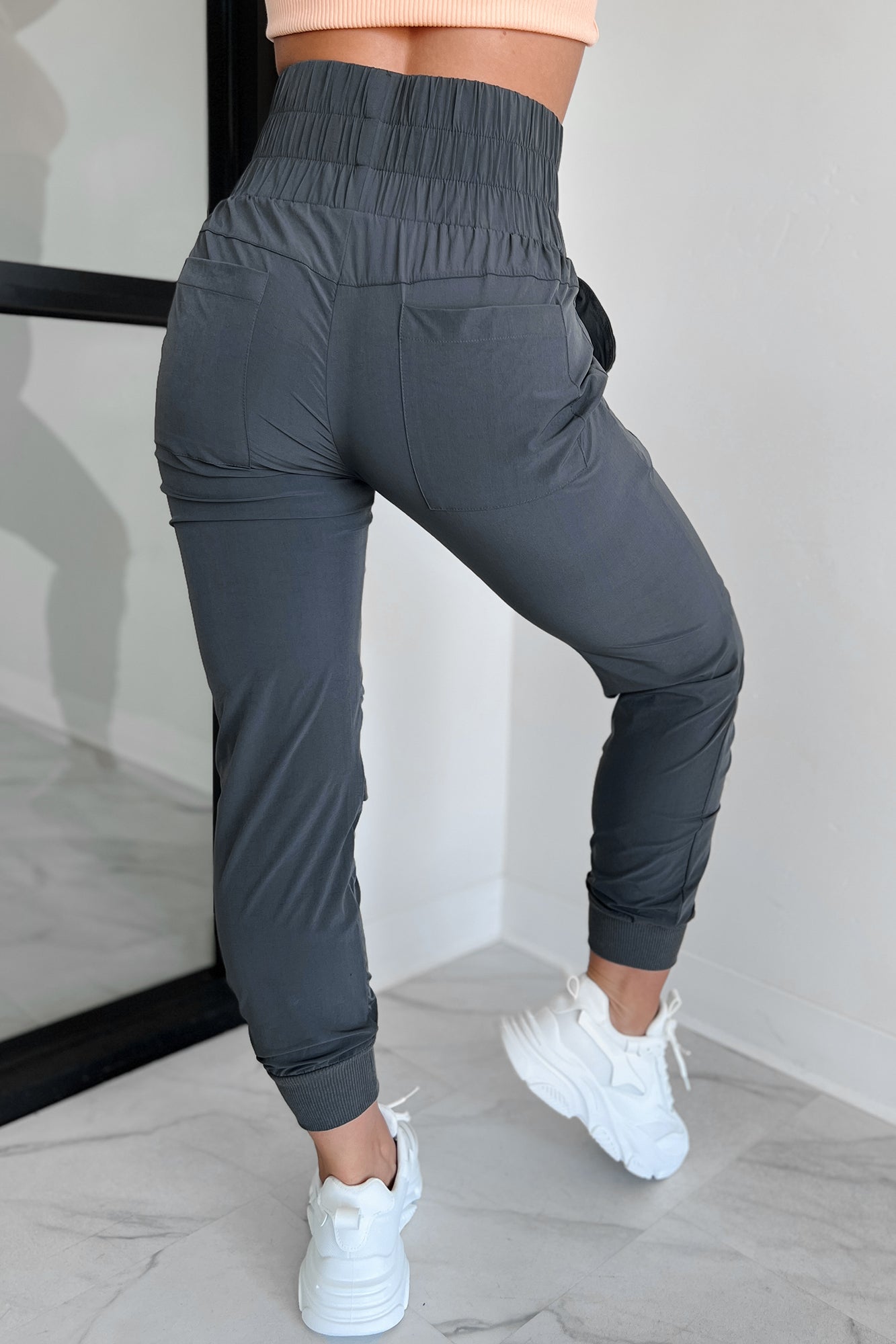 Thrill Of The Game High Waist Joggers (Charcoal) - NanaMacs