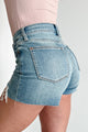 Dagwood Judy Blue Mid Rise Button Fly Distressed Shorts (Medium) - NanaMacs