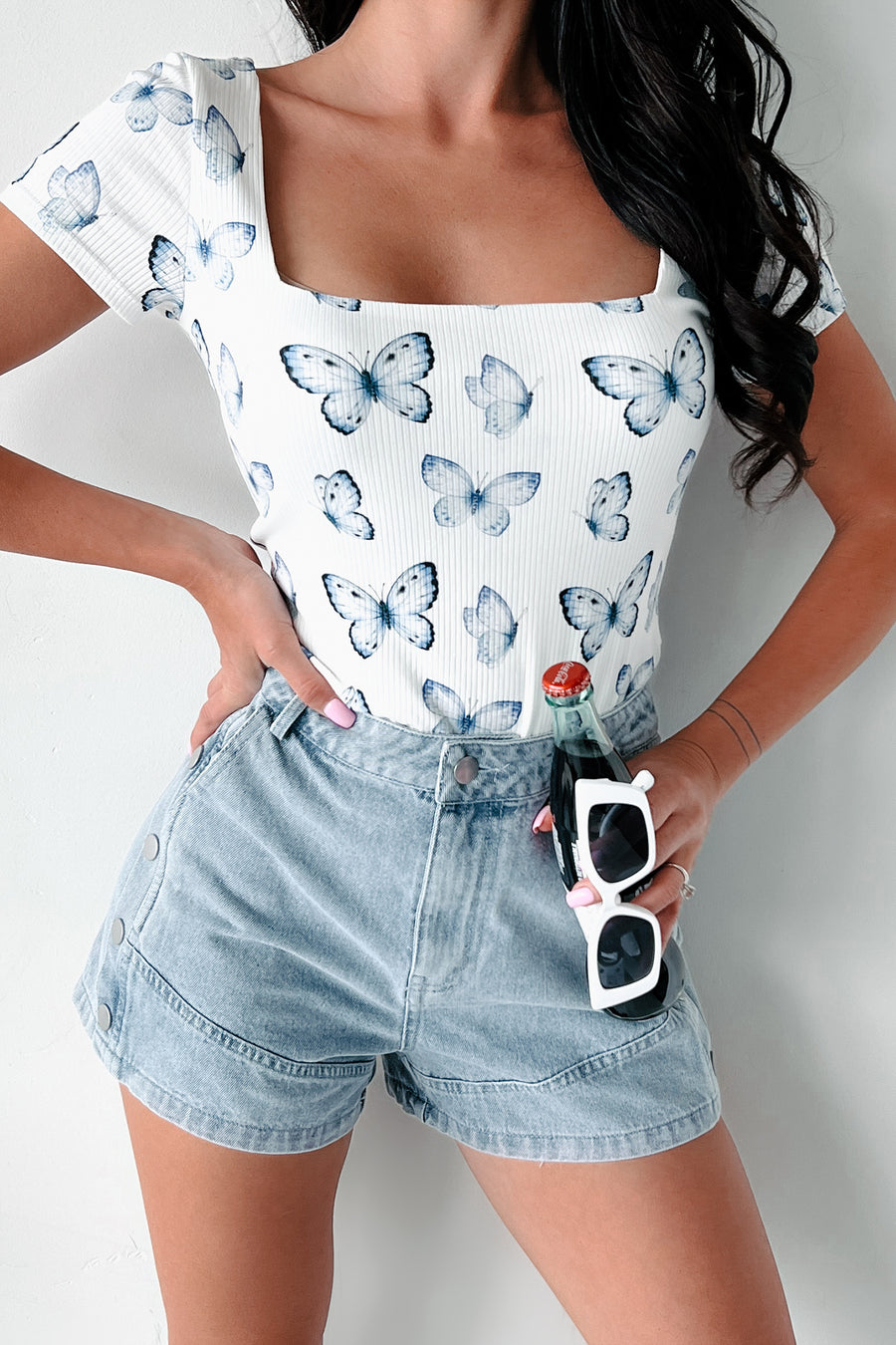 PREORDER Everyday Happiness Butterfly Print Top (White/Butterfly)