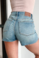 Dagwood Judy Blue Mid Rise Button Fly Distressed Shorts (Medium) - NanaMacs