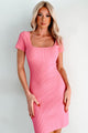 Beckon Ribbed Bodycon Mini Dress (Pink) - NanaMacs