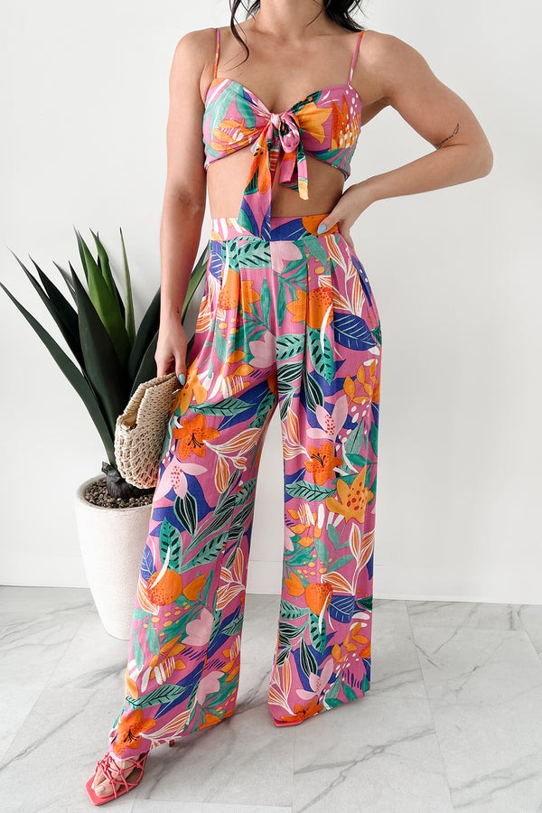 Seas The Day Tropical Floral Two-Piece Set (Pink/Multi) - NanaMacs