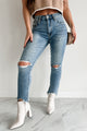 Tallie Mid Rise Distressed Slim Straight Special A Jeans (Medium Light) - NanaMacs