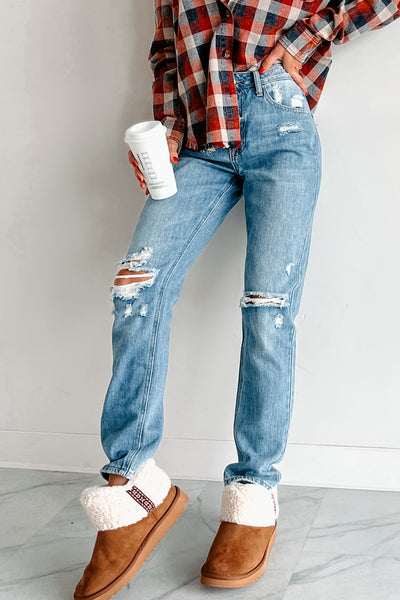 Archie High Rise Distressed Girlfriend Jeans (Medium)