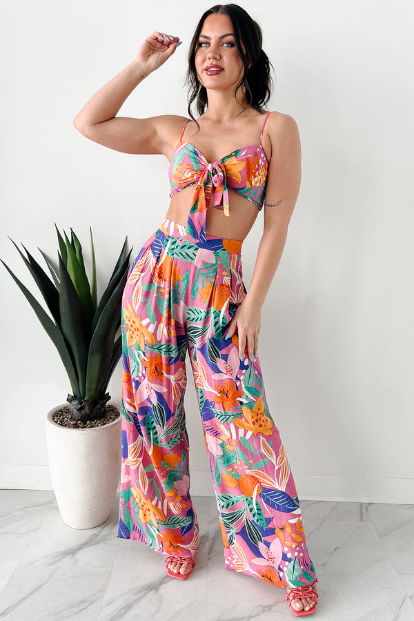 Seas The Day Tropical Floral Two-Piece Set (Pink/Multi) - NanaMacs