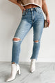 Tallie Mid Rise Distressed Slim Straight Special A Jeans (Medium Light) - NanaMacs