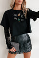 Ain't She Something Velvet Sleeve Western Tee (Black) - NanaMacs