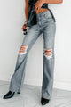 Belmont High Rise Distressed Flare Jeans (Grey) - NanaMacs