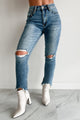 Tallie Mid Rise Distressed Slim Straight Special A Jeans (Medium Light) - NanaMacs