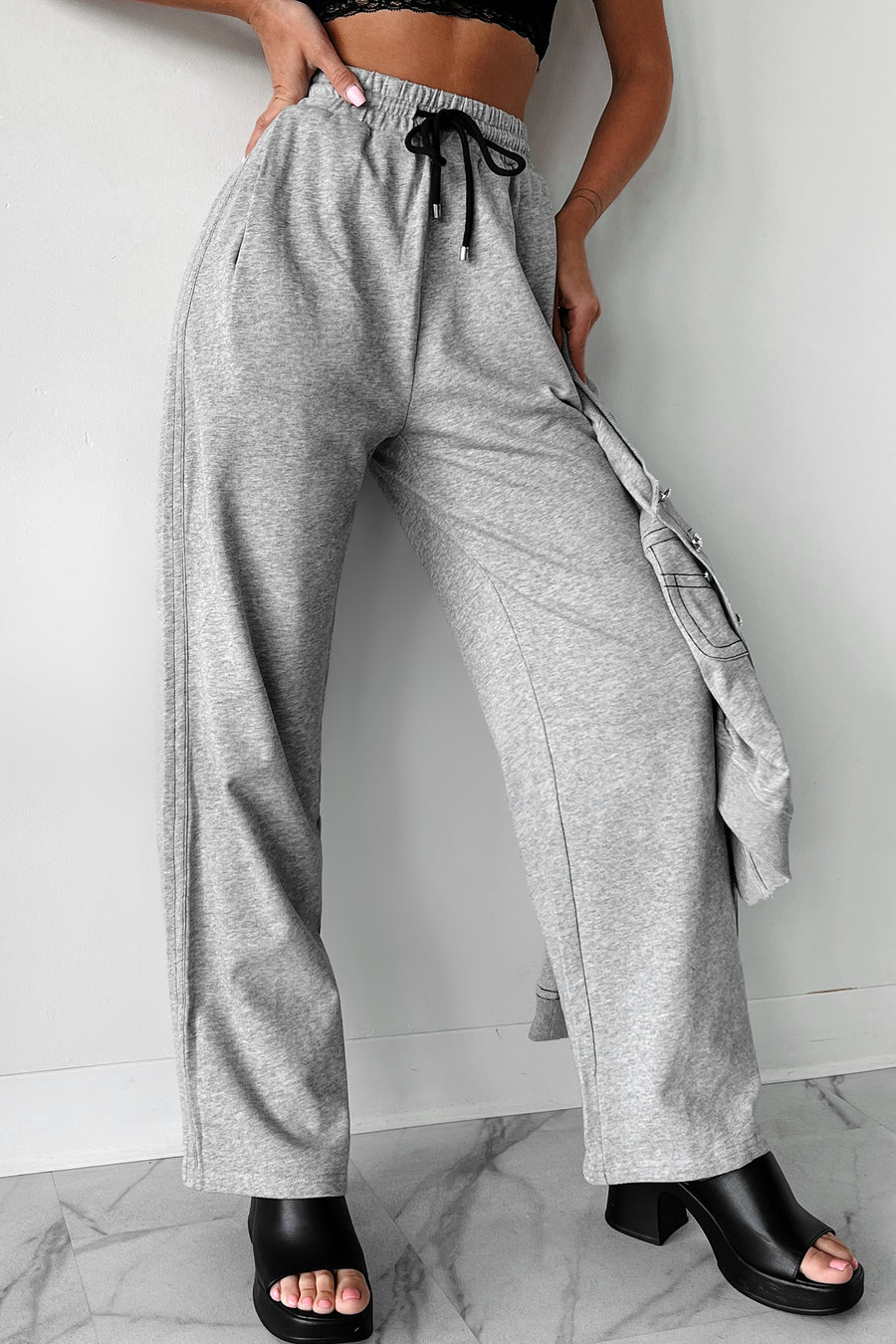 Caledon Drawstring Waist Sweatpants (Melange Grey) - NanaMacs