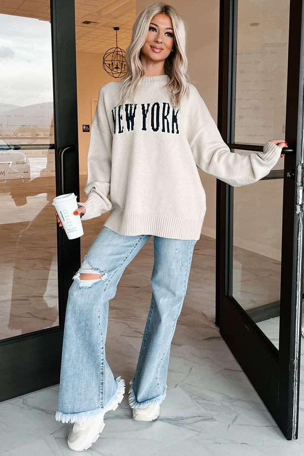 The Big Apple Graphic Sweater (Cream) - NanaMacs