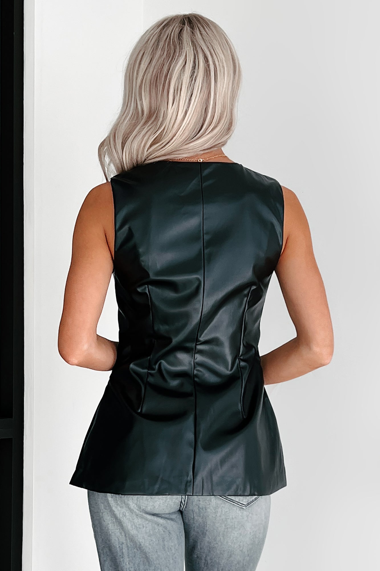 Don't Be Difficult Faux Leather Vest (Black)