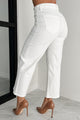 Caruso High Rise Wide Leg Kancan Crop Jeans (White) - NanaMacs