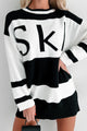 Down The Slopes Colorblock Tunic Sweater (Black/Cream) - NanaMacs