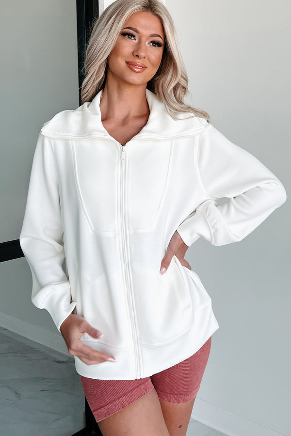 I'm Just Warming Up Zip-Up Active Jacket (Ivory) - NanaMacs