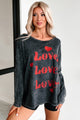 Be My "Lover" Acid Wash Graphic Top (Charcoal) - NanaMacs