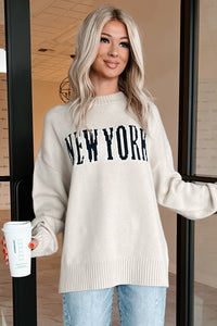 The Big Apple Graphic Sweater (Cream) - NanaMacs