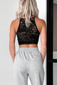 Perfectly Flirtatious Lace Halter Bralette Top (Black) - NanaMacs