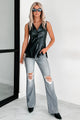 Don't Be Difficult Faux Leather Vest (Black)