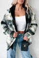 Casual Meet-Ups Oversized Plaid Hooded Jacket (Black/Green)