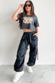 "Rock Out" Graphic Crop Tee (Charcoal) - NanaMacs