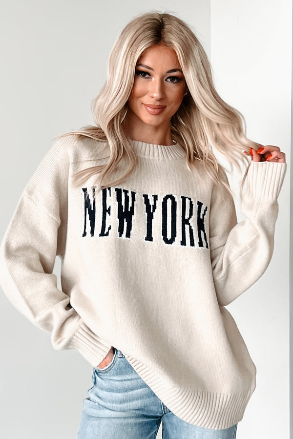 The Big Apple Graphic Sweater (Cream) - NanaMacs