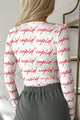 Cupid Loves Me NanaMacs Original Printed V-Neck Bodysuit (White/Red) - NanaMacs