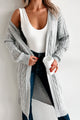 Cozy Casualness Sweater Knit Cardigan (Light Heather Grey) - NanaMacs