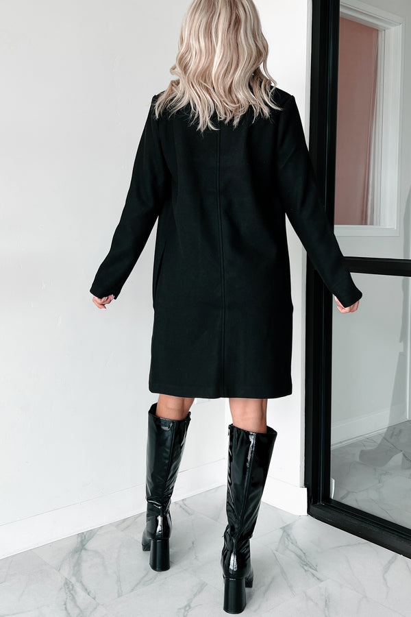 Whims Of The Weather Fleece Longline Coat (Black) - NanaMacs