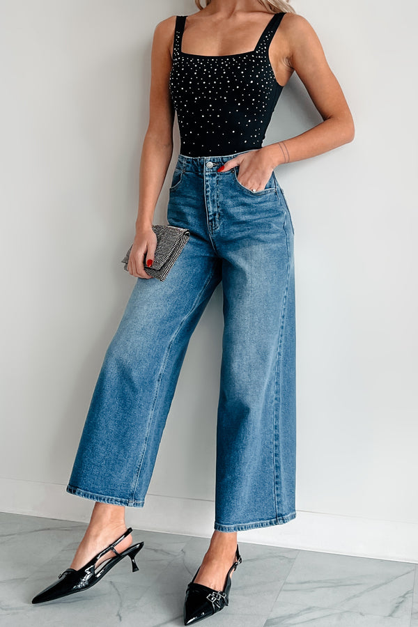 Lowell High Rise Wide Leg Cello Crop Jeans (Medium) - NanaMacs