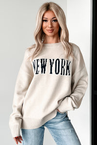 The Big Apple Graphic Sweater (Cream) - NanaMacs