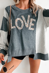 Those Are My Feelings Oversized Patchwork Top (Heather Grey) - NanaMacs