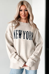 The Big Apple Graphic Sweater (Cream) - NanaMacs