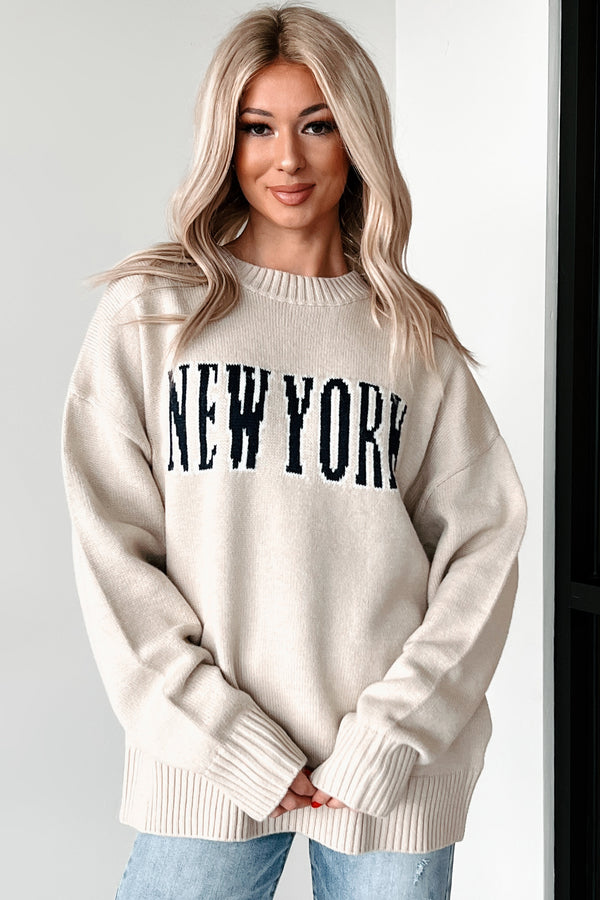 The Big Apple Graphic Sweater (Cream) - NanaMacs