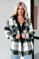 Casual Meet-Ups Oversized Plaid Hooded Jacket (Black/Green)