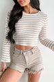 Timeless Charm Striped Long Sleeve Top (Cream/Taupe)