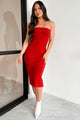 My Alter Ego Strapless Sweater Midi Dress (Red) - NanaMacs