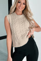 Careful Consideration Cable Knit Sweater Vest (Taupe) - NanaMacs