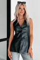 Don't Be Difficult Faux Leather Vest (Black) - NanaMacs