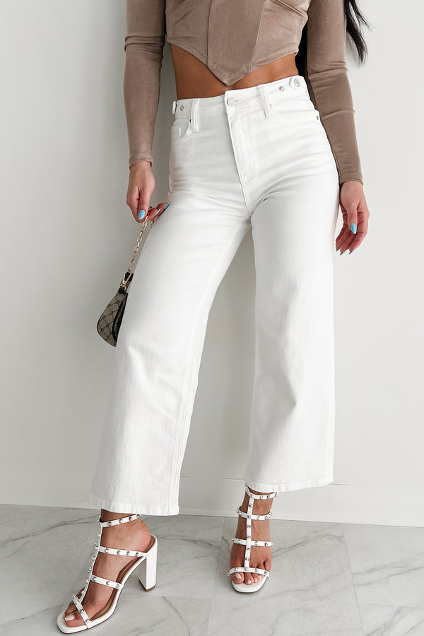 Caruso High Rise Wide Leg Kancan Crop Jeans (White) - NanaMacs