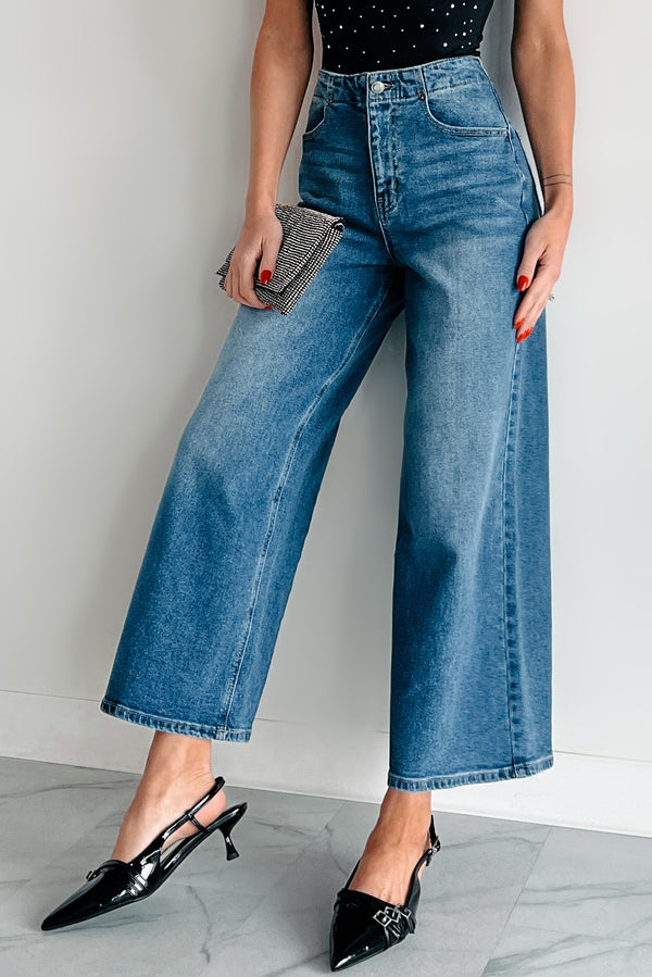 Lowell High Rise Wide Leg Cello Crop Jeans (Medium) - NanaMacs