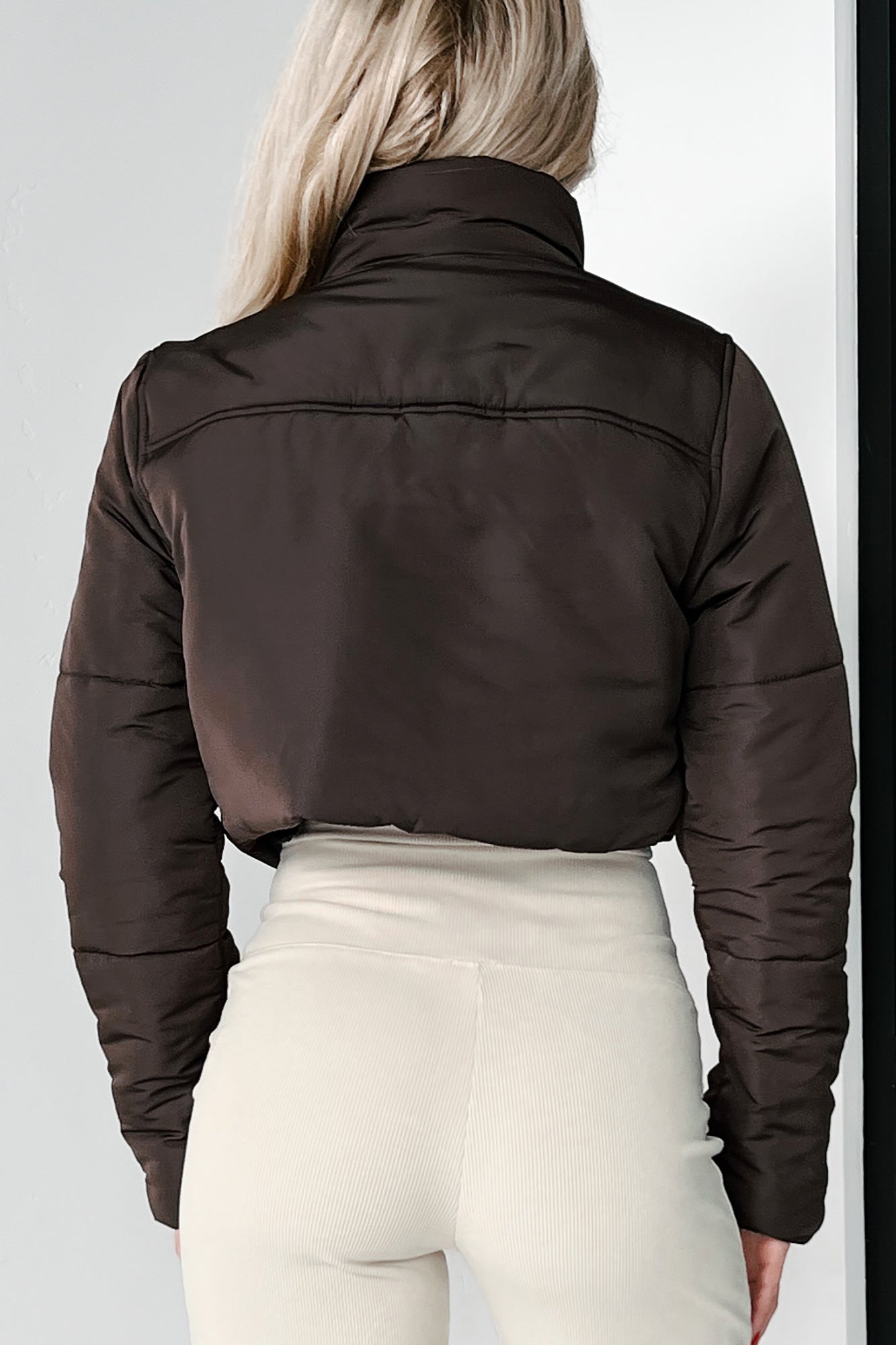 I've Moved On Cropped Puffer Jacket (Dark Coffee) - NanaMacs