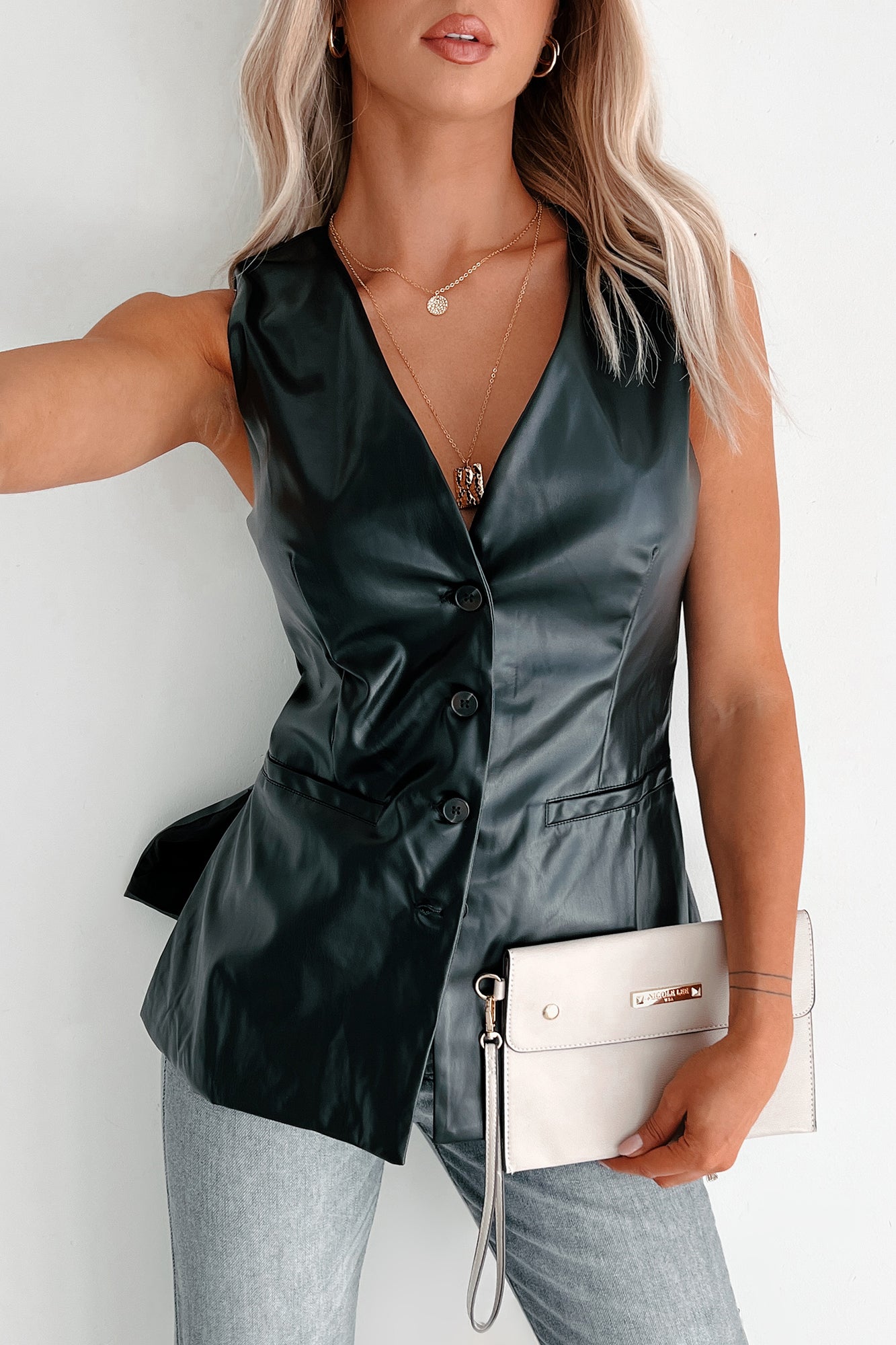 Don't Be Difficult Faux Leather Vest (Black)